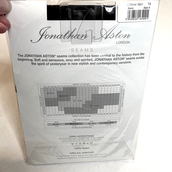 Jonathan Aston Back Seam Pantyhose Tights Size A Small Sheer Retro Burlesque New - Picture 3 of 5